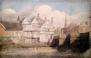 Vieilles maisons et pont de Wye, Hereford, 1820 - David Cox