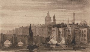 Vieux pont de Londres et cathédrale Saint-Paul depuis la Tamise - David Cox