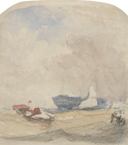 Étude de mer avec hulk, voilier et barque - David Cox