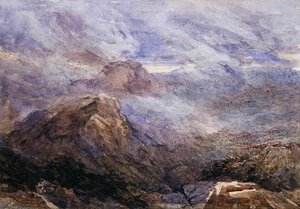 Croquis gallois - Brûlage de fougères - David Cox