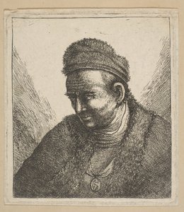 Homme sans barbe en manteau de fourrure et bonnet : Buste - David Deuchar