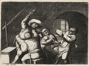 Paysans néerlandais avec deux poignards attaquant un autre joueur de cartes - David Deuchar