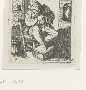 Homme fumant une pipe sur une chaise - David Deuchar
