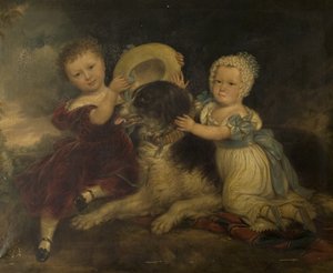 Arthur et Frances Hood, les enfants de Sir Arthur Gregory de Styvechale Hall, et Nelson, 1838 - David Gee