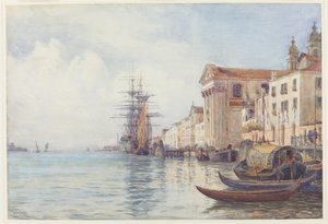 Le canal de la Giudecca avec des navires près de la Chiesa dei Gesuati