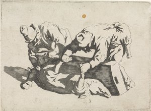 Hommes avec un cochon abattu - David Pièrre Giottino Humbert de Superville