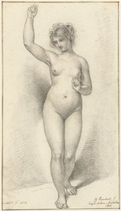 Femme nue debout, bras droit levé - David Pièrre Giottino Humbert de Superville