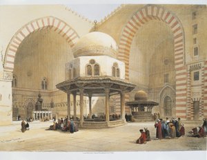 Égypte - 19e siècle - Le Caire - Mosquée du Sultan Hassan - Cour - Gravure de David Roberts