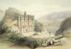 El Deir, Pétra, 8 mars 1839, planche 90 du Volume III de 