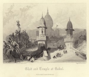Ghat et temple à Gokul - David Roberts