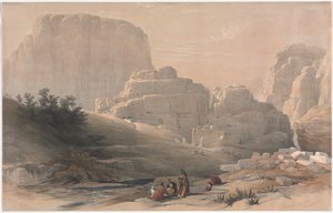 Petra, extrémité inférieure de la vallée, vue sur l