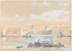 Le Collège Naval depuis la rivière à Greenwich - David Roberts