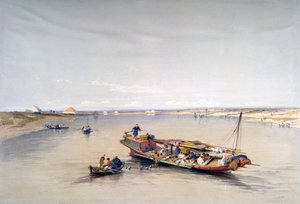 Le Nil en direction des pyramides de Dahshur et Saqqarah, 19ème siècle - David Roberts