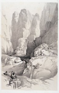 Le Théâtre (entrée de Petra), dessin réalisé le 10/03/1839 dans « La Terre Sainte », Londres 1849 - David Roberts