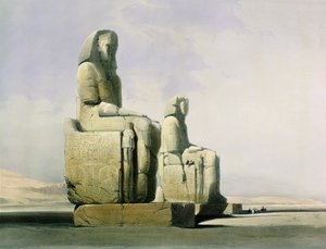 Thèbes, 4 décembre 1838 (détail des colosses de Memnon, planche 12 du Volume I d