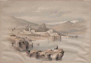 Tibériade, depuis les murs, Safet au loin - David Roberts