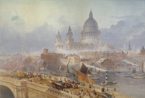 Vue du pont de Blackfriars et de la cathédrale Saint-Paul, Londres - David Roberts