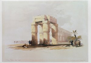 Vue de Louxor, Thèbes montrant la colonnade entourant la cour du temple de Louxor ...