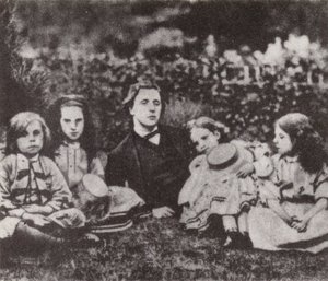 Lewis Carroll avec les enfants Macdonald (photo n/b) - David Scott Lieutenant-Colonel (after) Dodgson