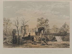 Vue depuis le quartier général du général Outram [Maison du Dr Fayrer]. En direction des palais de Furrad Bux et Chuttur Munzil