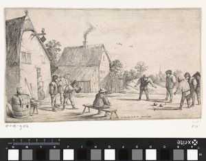 Paysans jouant à la pétanque