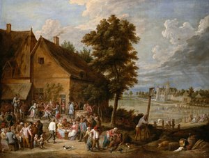 Un festin au moment des récoltes, avec la maison de Drij Toren à l