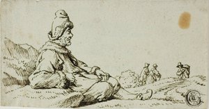 Homme se reposant dans un paysage - David Teniers the Younger