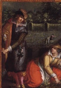 Un gentleman élégant et une femme dans un jardin - David Vinckboons