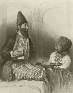 Un prince persan, son esclave lui apportant du sherbet