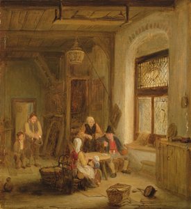 Intérieur avec des figures près d