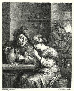La femme qui fume - David the Younger (after) Teniers