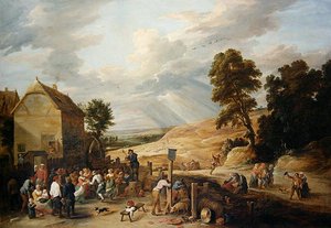 Danse campagnarde devant une auberge - David Teniers the Younger
