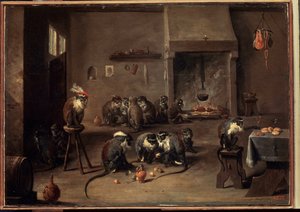Singes dans la cuisine - David Teniers the Younger