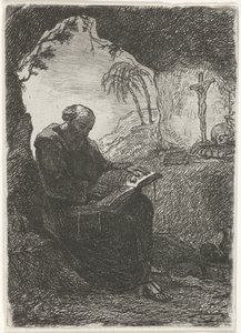 Moine dans une grotte - David van der Kellen
