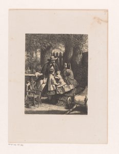 Famille dans un jardin, peut-être la famille Van der Kellen - David van der Kellen