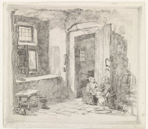 Intérieur avec porte ouverte - David van der Kellen