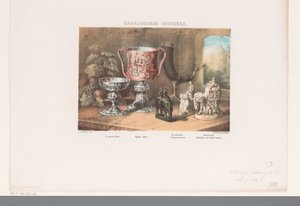 Bols carolingiens, corne à boire et figurines - David van der Kellen