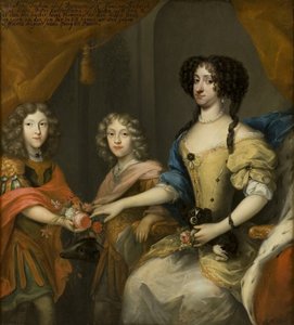 Anna Sofia, princesse du Danemark, électrice de Saxe, avec ses fils Johann Georg et Friedrich August, vers 1680