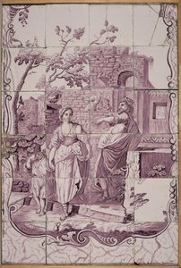 Plaque de tuile : Abraham chassant Agar - De Bloempot Factory
