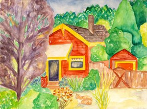 Maison rouge, 2016 (aquarelle)