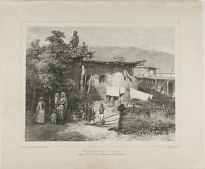 Maisons de paysans tartares dans le village de Déré-Koui, près de Yalta, Crimée, 31 août 1837 - Denis Auguste Marie Raffet