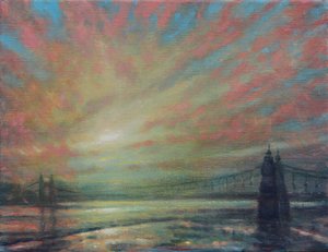 Coucher de soleil au pont de Hammersmith, 2022 - Derek Hare