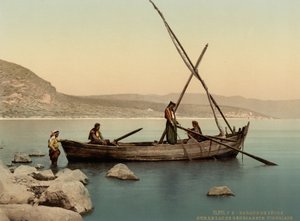Bateau de pêcheur sur le lac, Tibériade, Terre Sainte, c.1890-1900 - Detroit Photographic Co.