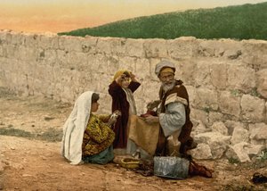 Le cordonnier itinérant de Jérusalem, Terre Sainte, vers 1890-1900 - Detroit Photographic Co.