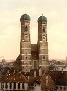 Frauenkirche, Munich, Bavière, Allemagne, impression photochrome, vers 1900 - Detroit Publishing Co.