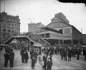 Entrée de Manhattan au pont de Brooklyn, New York, vers 1905
