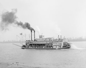 Bateau fluvial, Mississippi River, USA, vers 1906 (photo n/b) - Detroit Publishing Co.