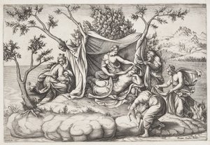 Latone donne naissance à Apollon et Diane sur l