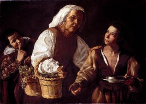 Les Deux Garçons et la Vieille Femme aux Fruits ou la Vieille Vendeuse de Fruits - Diego Rodriguez de Silva y (attr. to) Velazquez