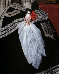 Main et écharpe. Détail du portrait de la reine Marie-Anne d